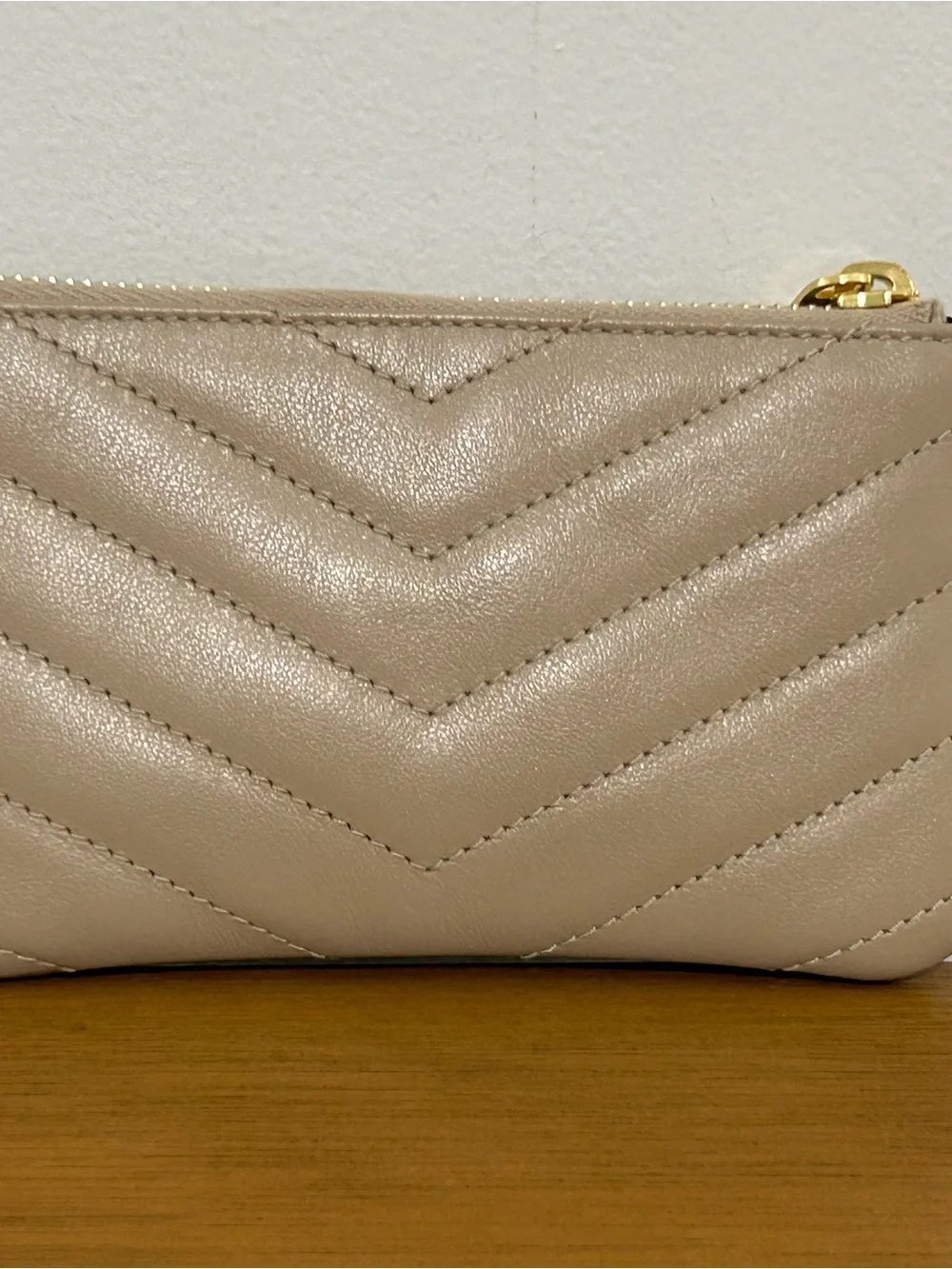Saint Laurent Beige Leather Key Pouch